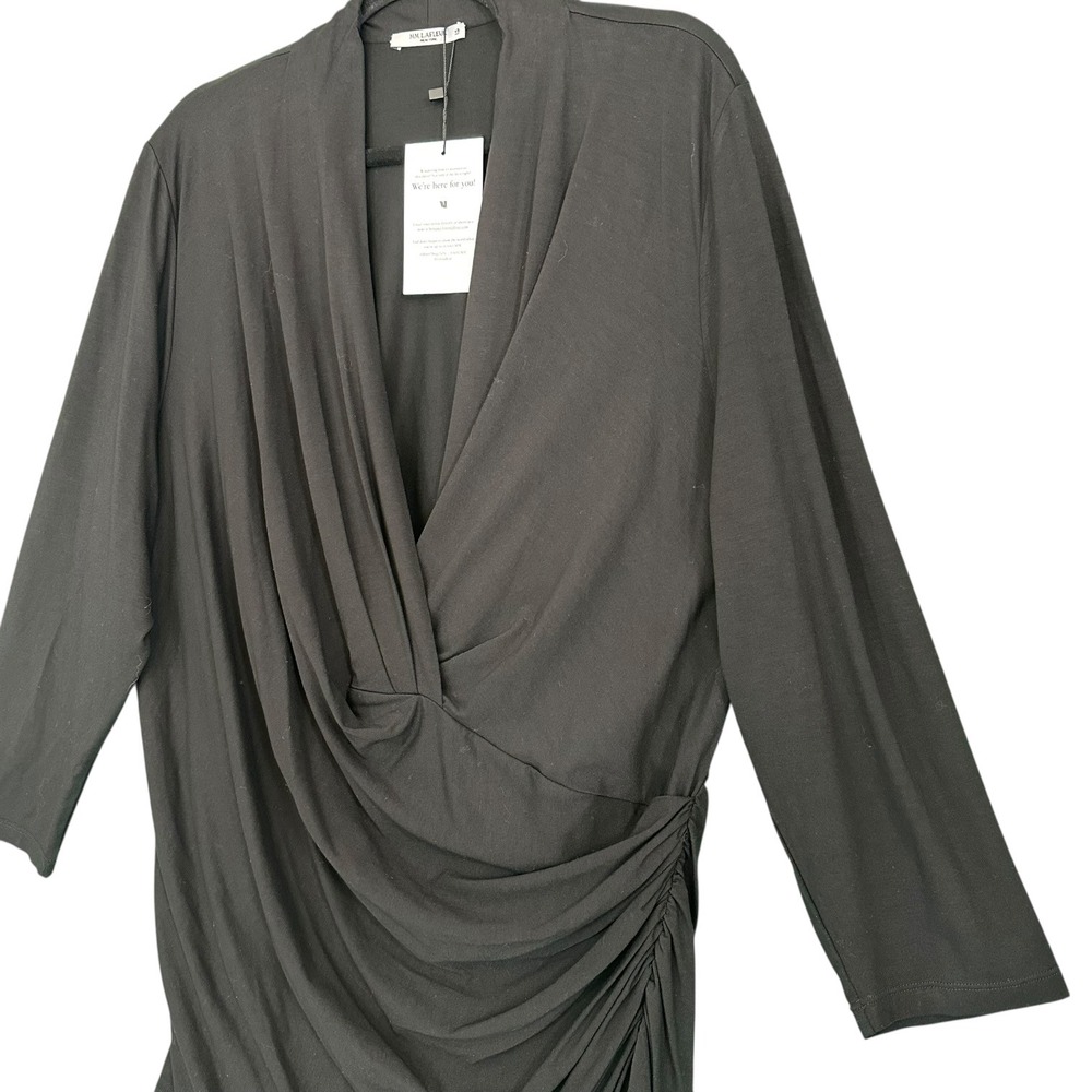 MM.LaFleur Fey Top Black Stretch Ruched Wrap Blouse +3 Plus Size Career NWT - Picture 2 of 12